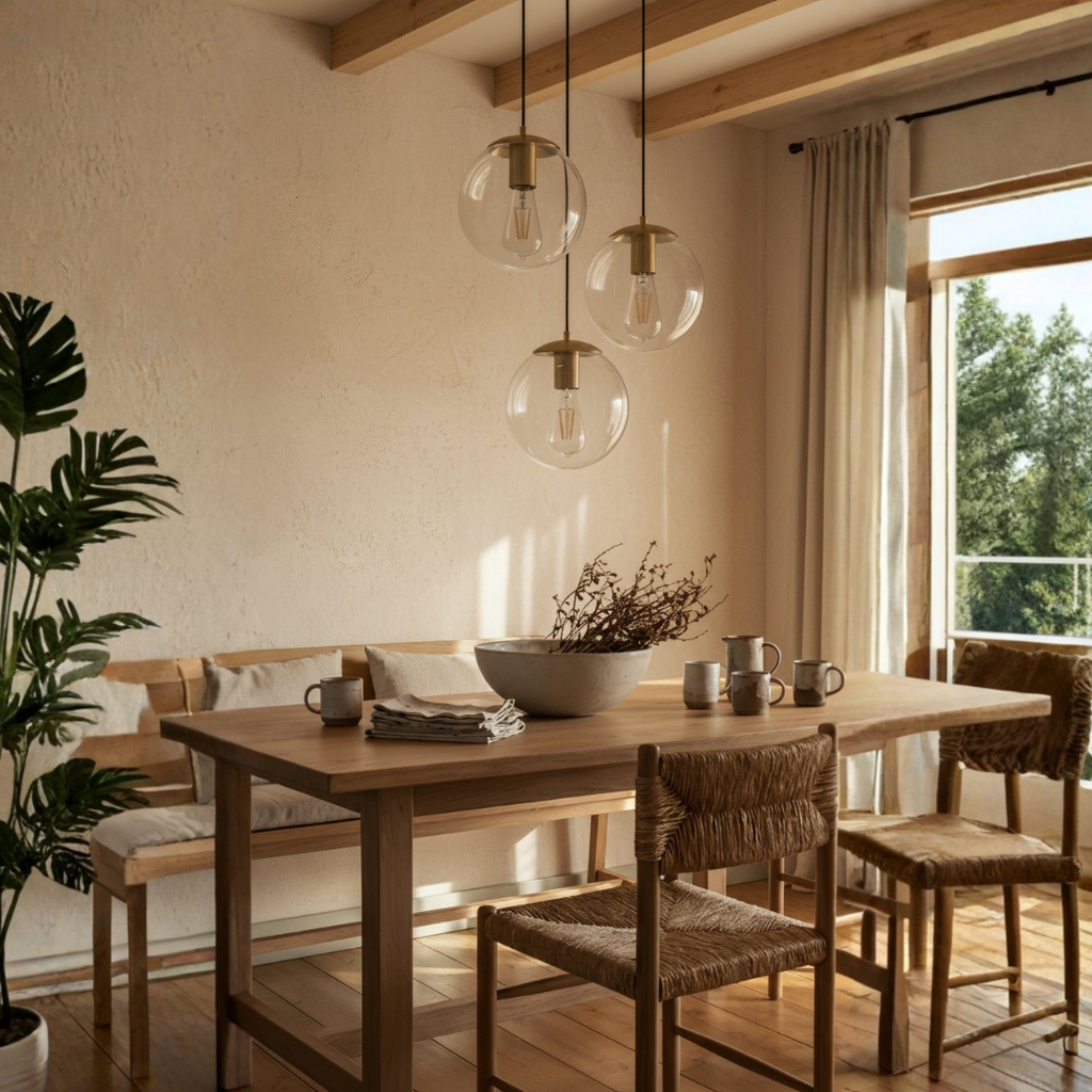 Orécole – Modern Pendant Light in Gold Metal and Glass