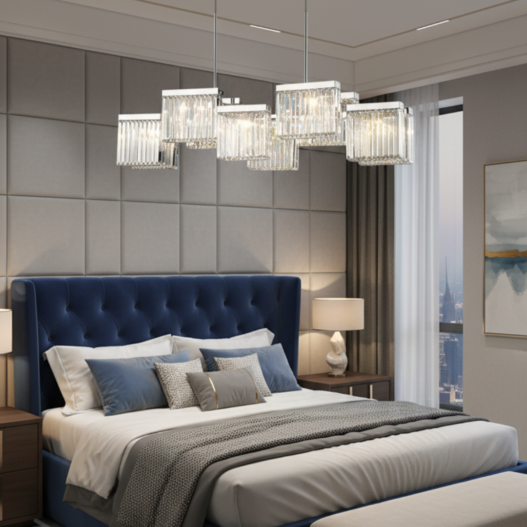 Crystarène – Modern E14 Crystal Pendant Light for Dining Room