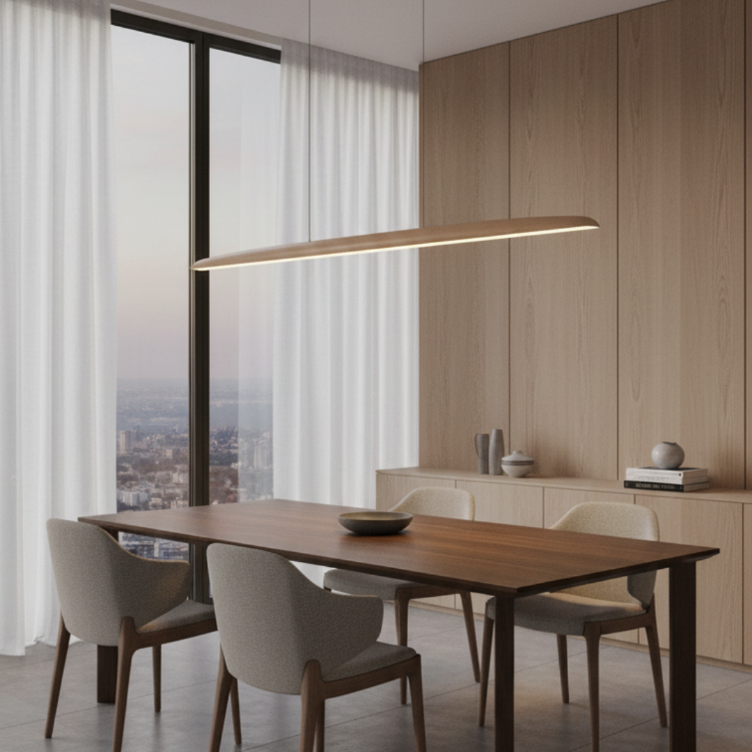 Maderise – Dimmable Wooden Pendant Light for Kitchen and Dining Room