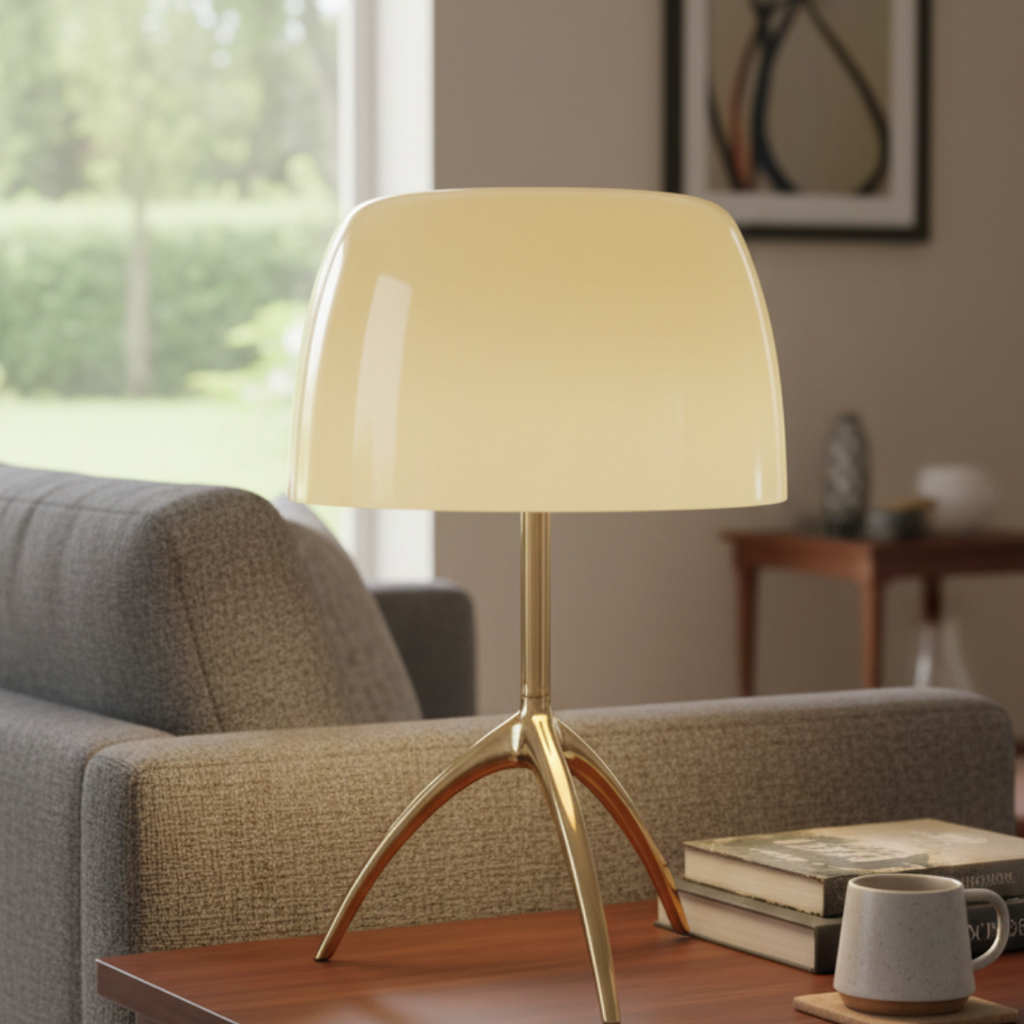 Modern colored glass tripod desk lamp – Triolux