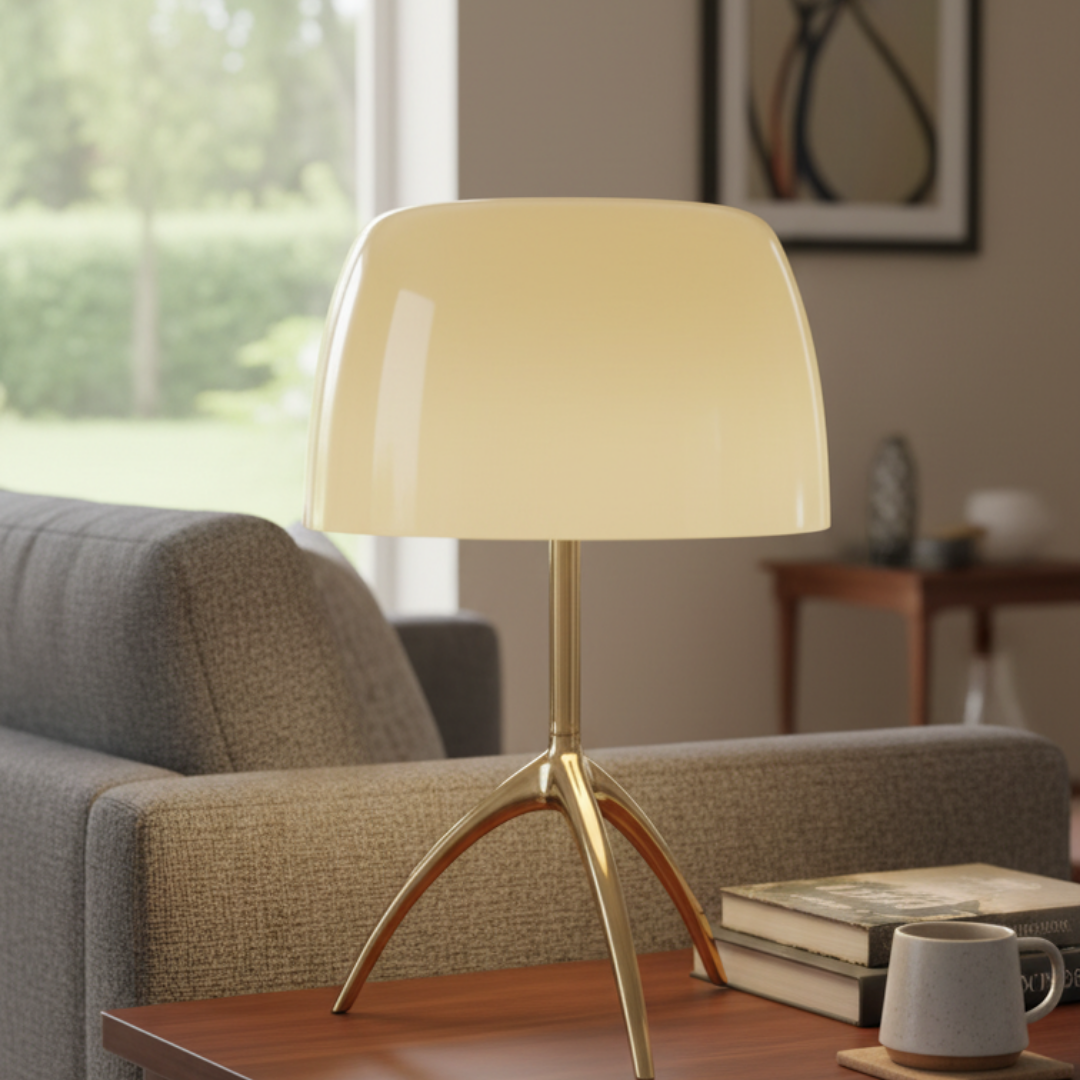 Modern colored glass tripod desk lamp – Triolux