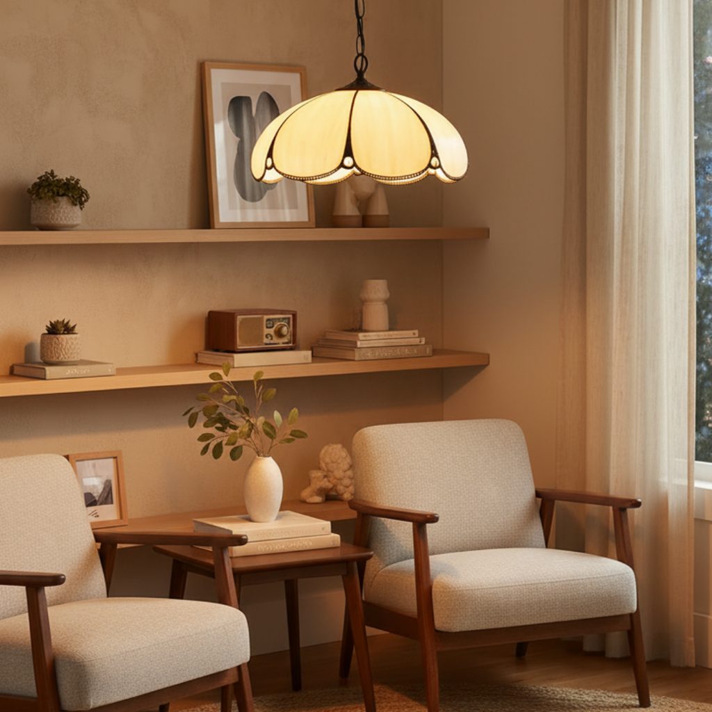 Aurélise – Tiffany Pendant Light in Golden Amber Glass