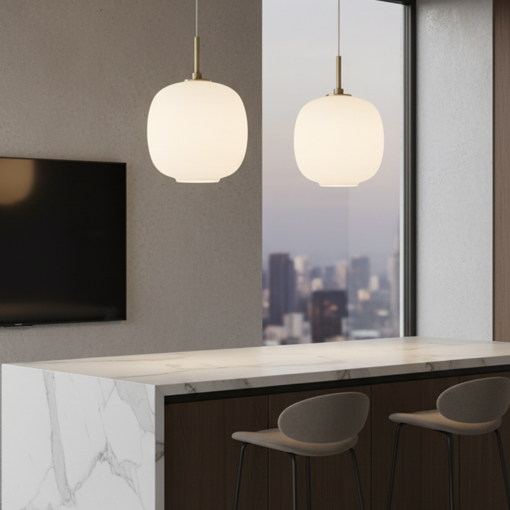 Solmara – Minimalist White Glass Pendant