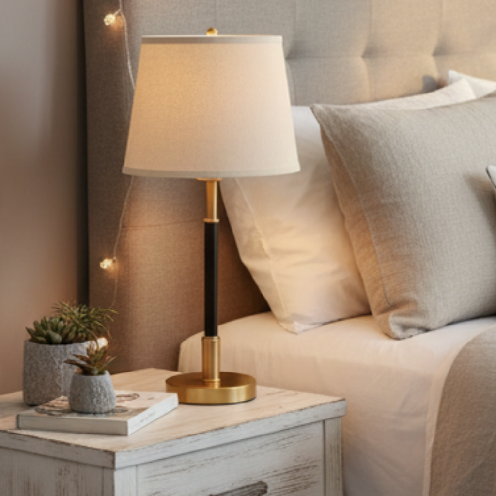 High-end Bedside Lamp with Dimmer and Gold Finishes – Althéa