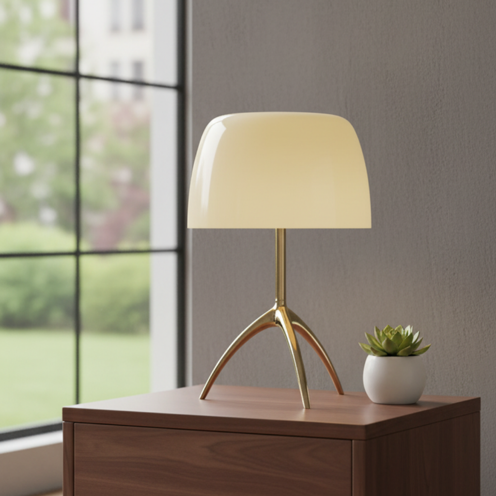 Modern colored glass tripod desk lamp – Triolux