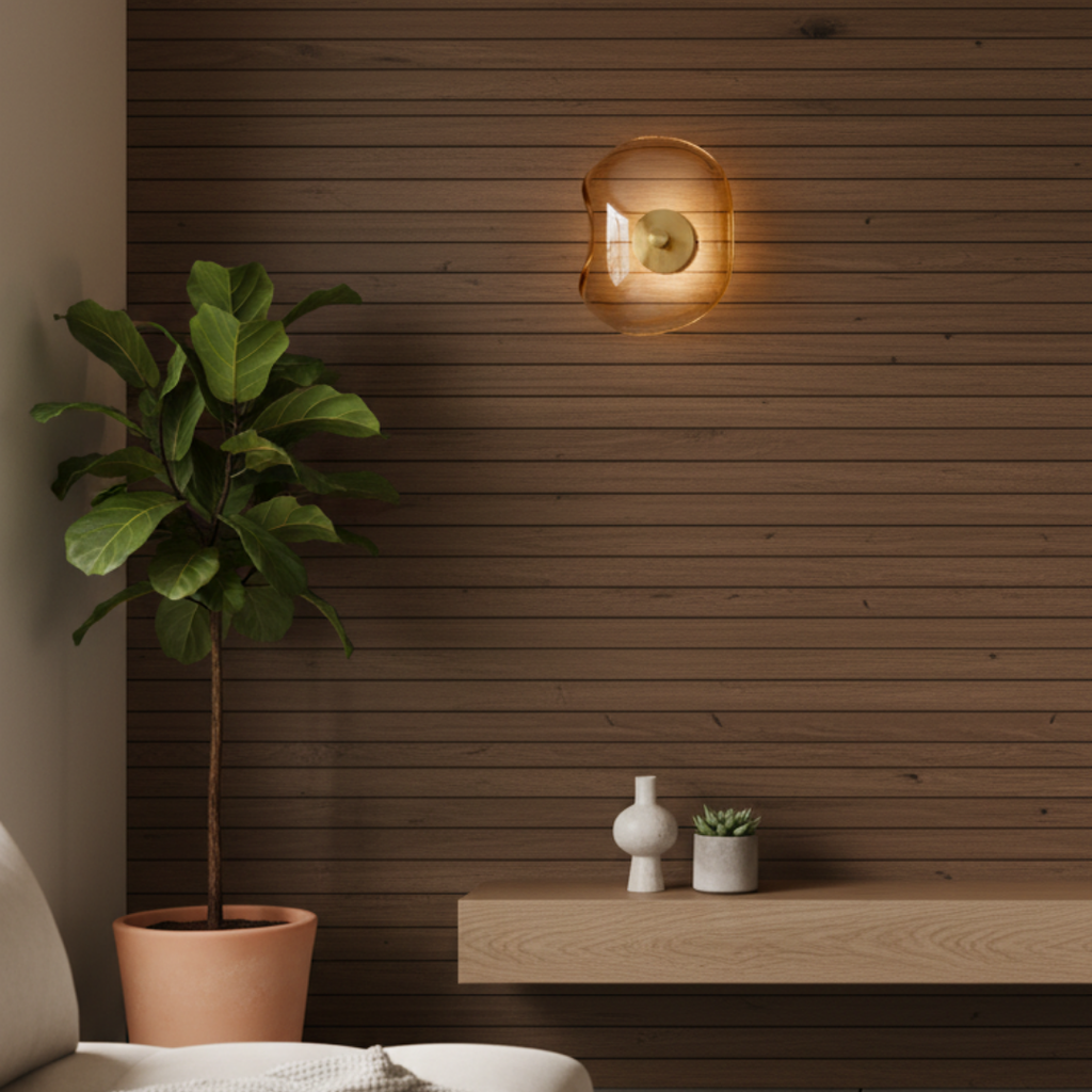 Premium Glass and Stone Wall Light for Spaces 5-10m² – Amber Flash