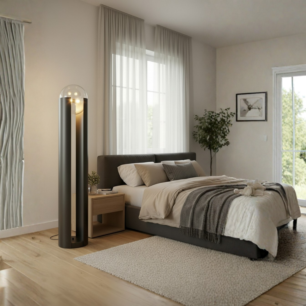 Postmodern Metal Glass LED Floor Lamp – Elara