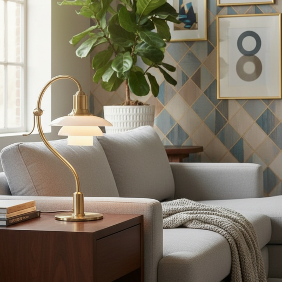 Bauhaus style glass and iron table lamp – Auroldis