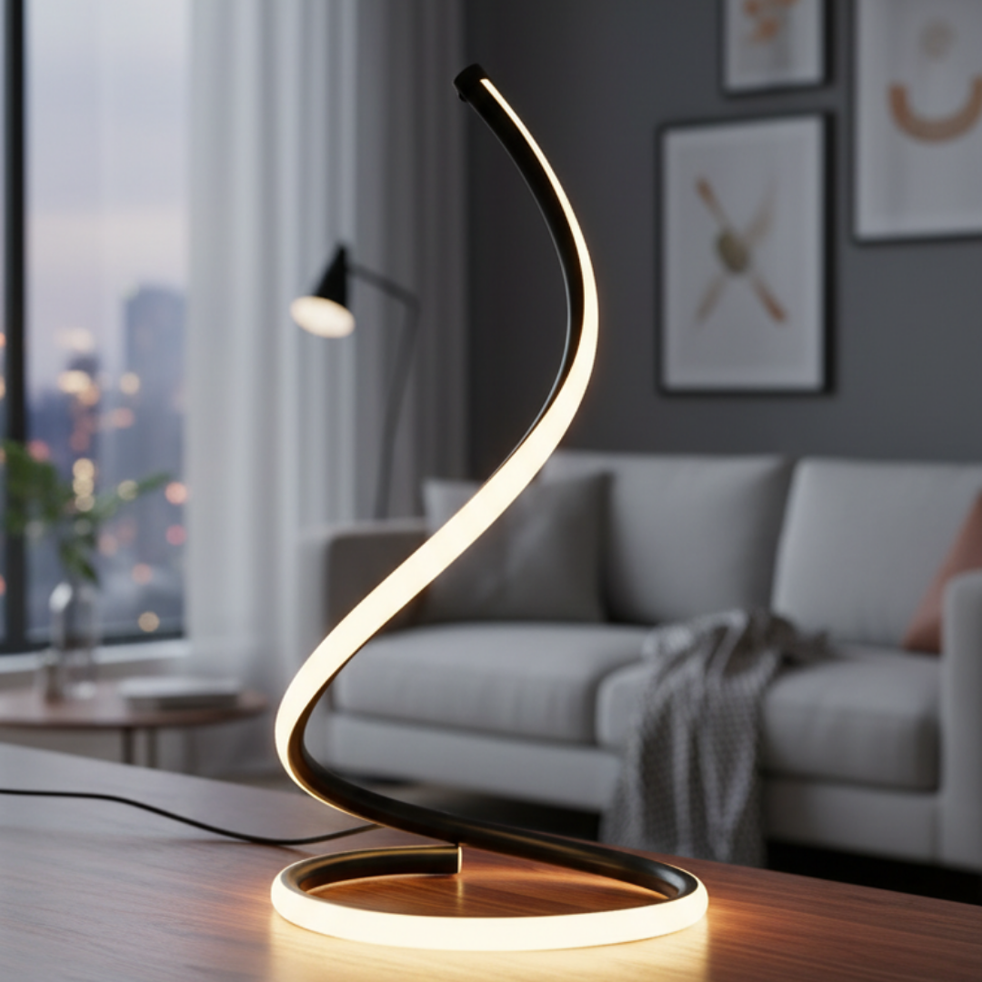 Art Deco Bedside Lamp in Steel and Acrylic – Nocturnelle