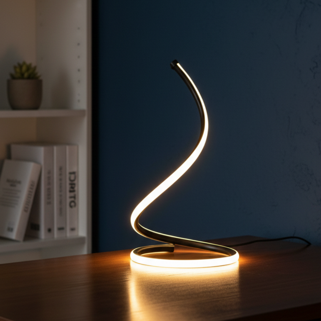 Art Deco Bedside Lamp in Steel and Acrylic – Nocturnelle