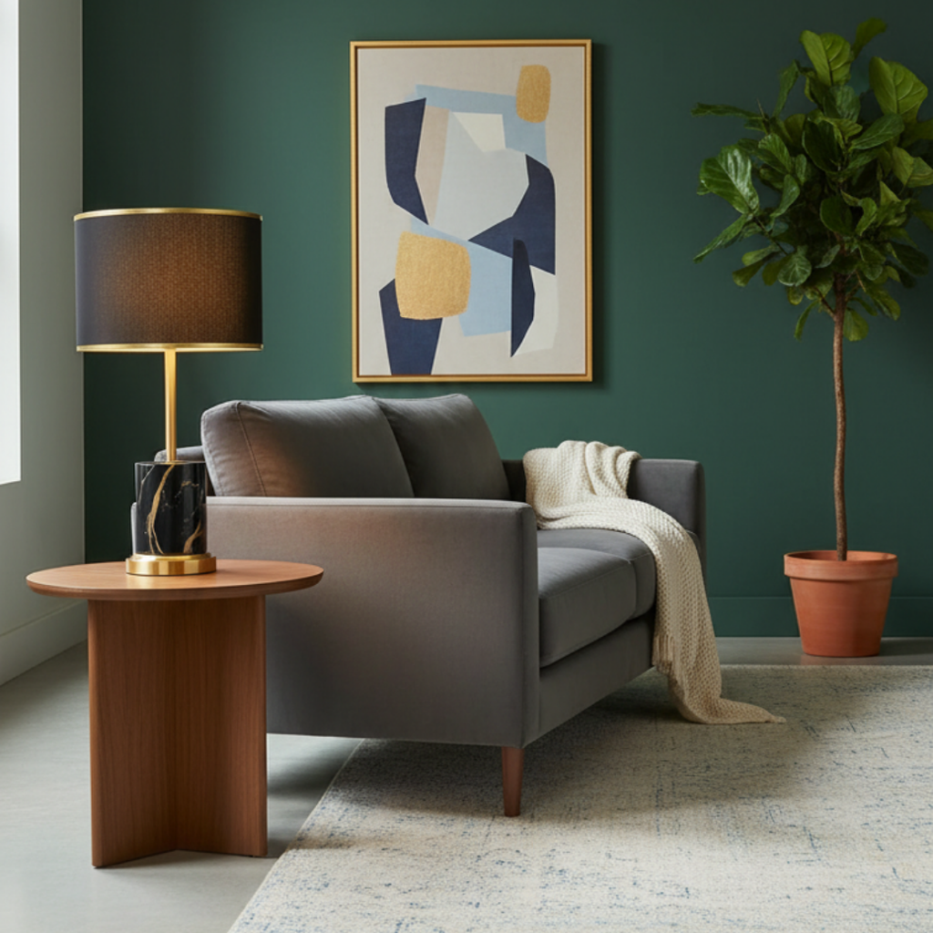 Night Lamp Refined Fabric Timeless Gold Base – Yliane