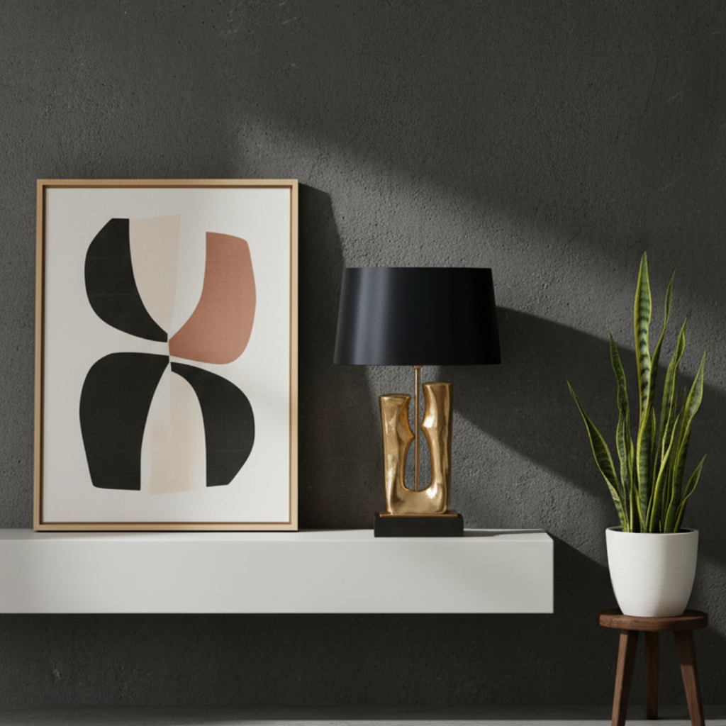 Visual Comfort Lamp, Gold Finish & Elegant and Sculptural Black – Stellan