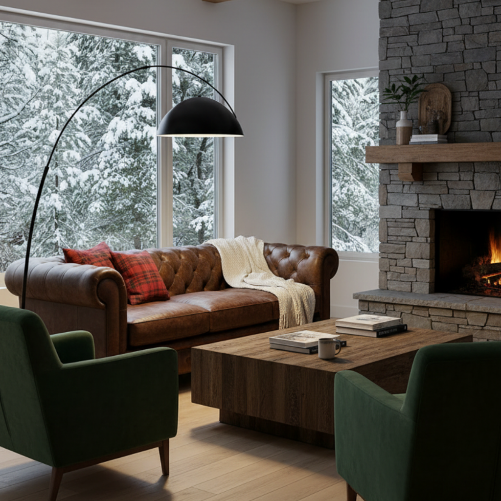 Modern black metal floor lamp for living room – Obsidial