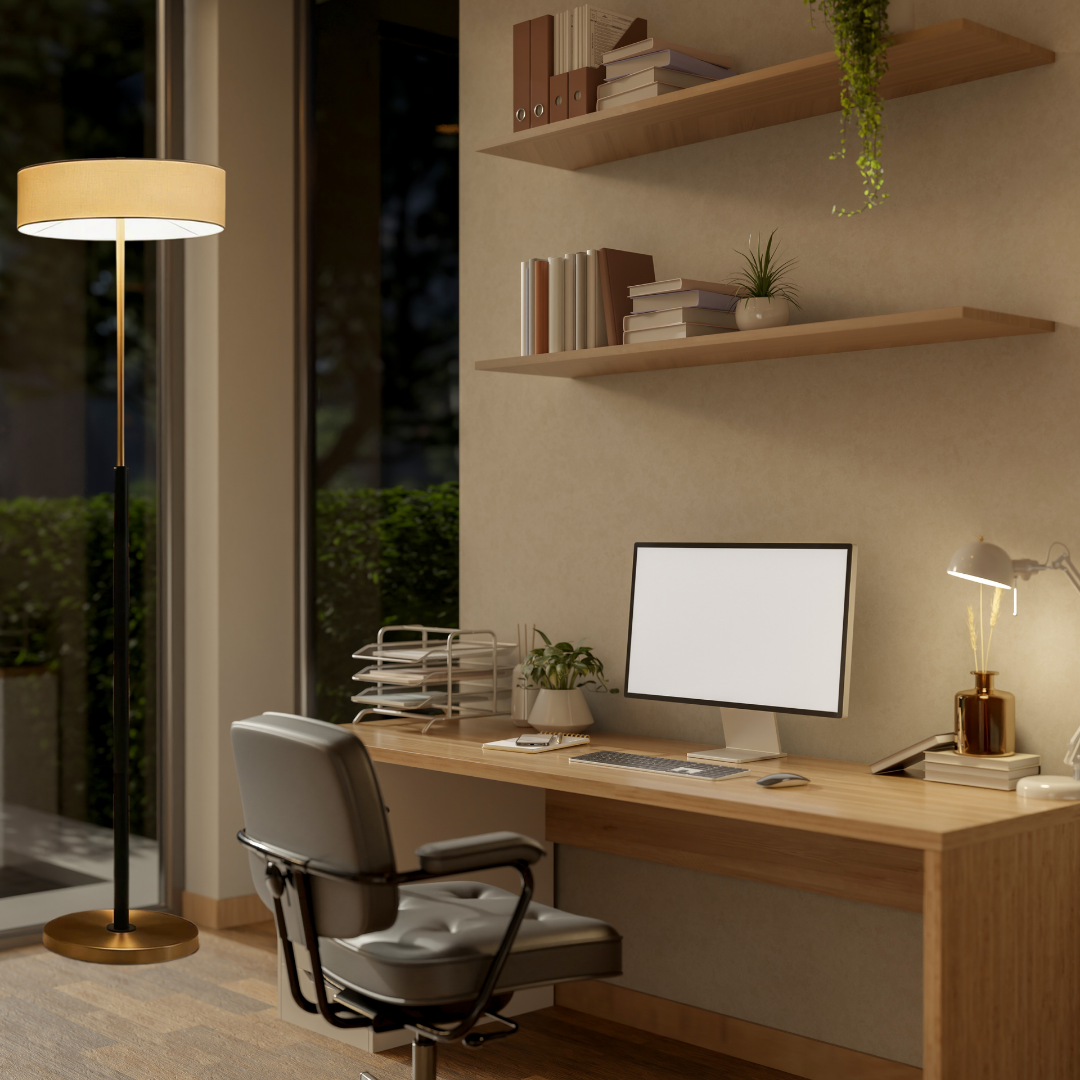 Glass and wood floor lamp for living room – Armonilleu