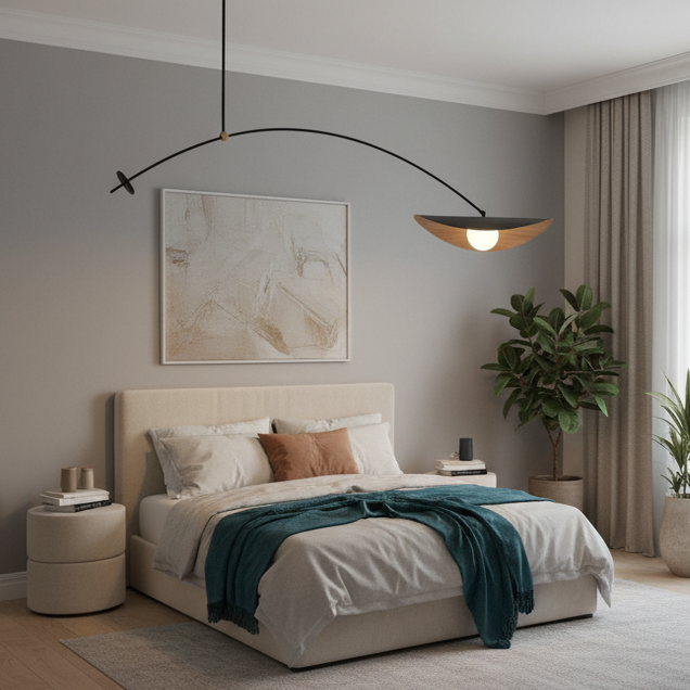 Contemporary amber glass ceiling light & metal-Orbion