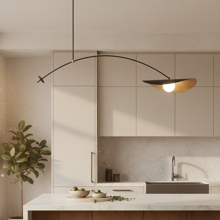 Contemporary amber glass ceiling light & metal-Orbion