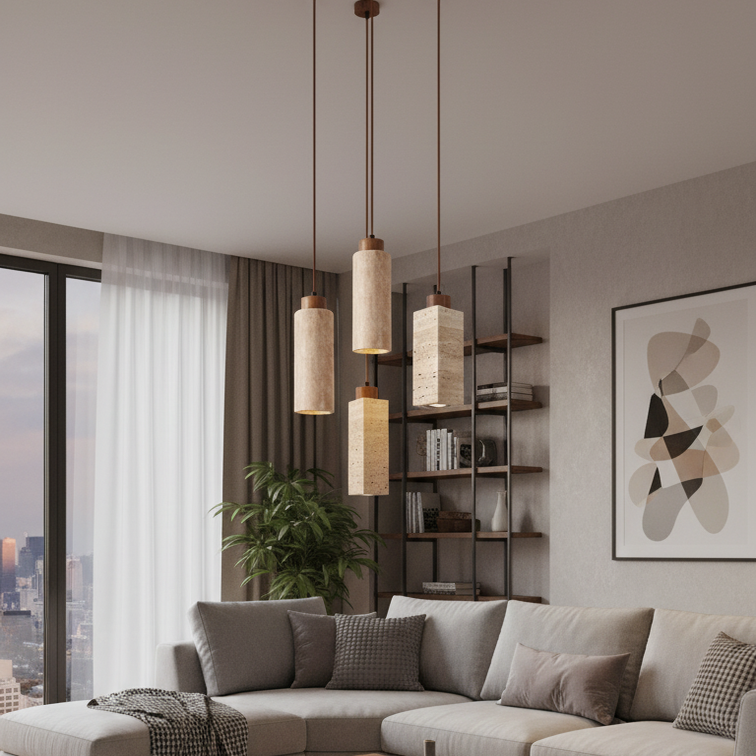 Modern pendant lamp natural lampshade for chic interiors-Lacti