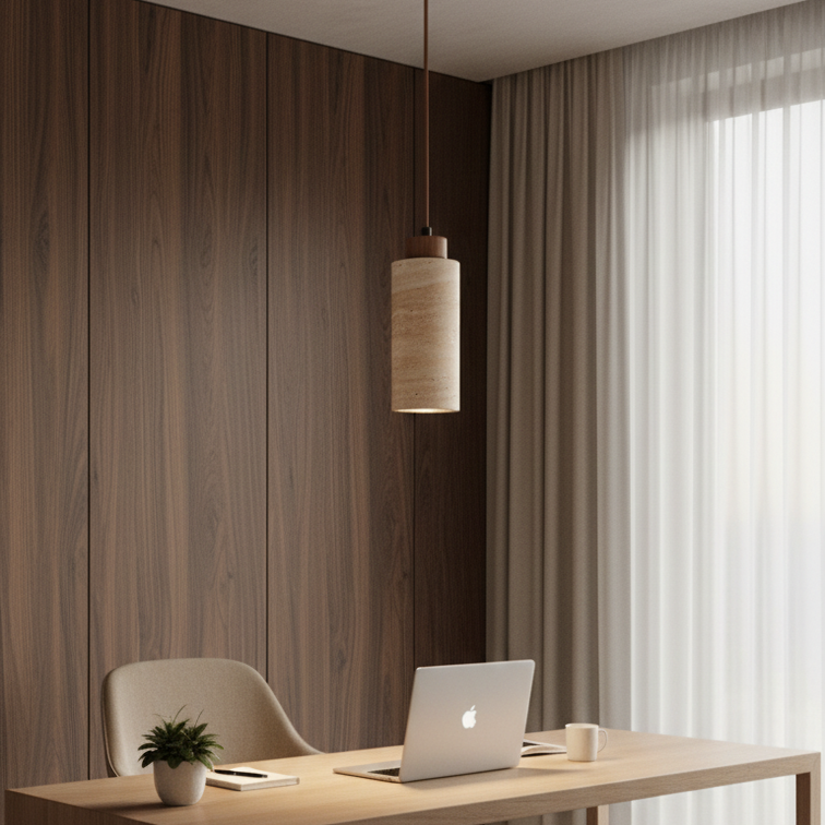 Modern pendant lamp natural lampshade for chic interiors-Lacti
