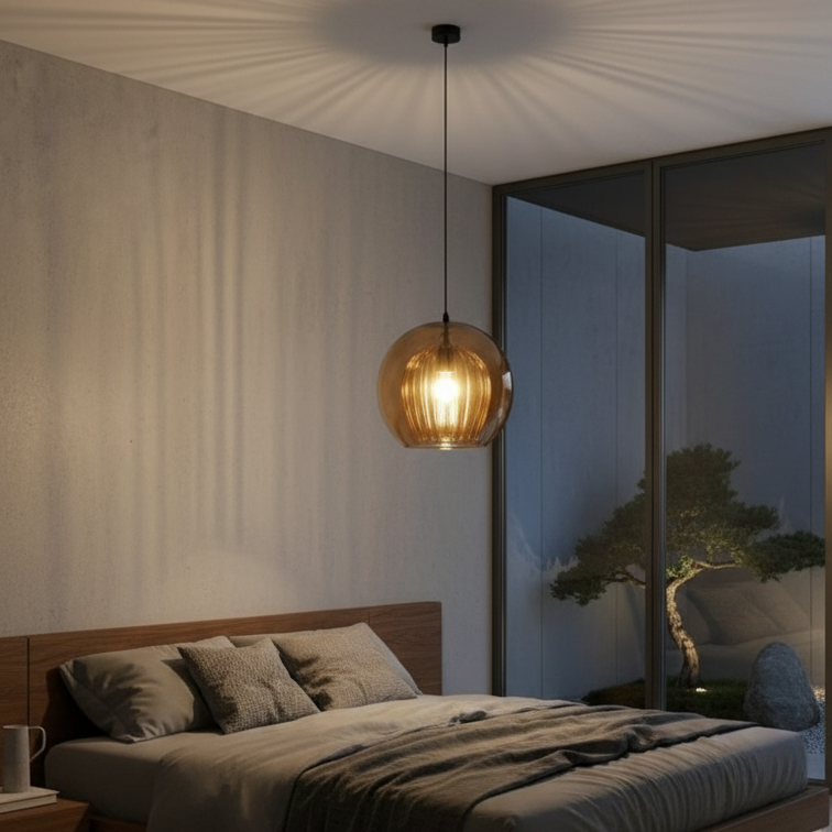 Painted glass pendant light led lighting natural design-Crystalline Beehive