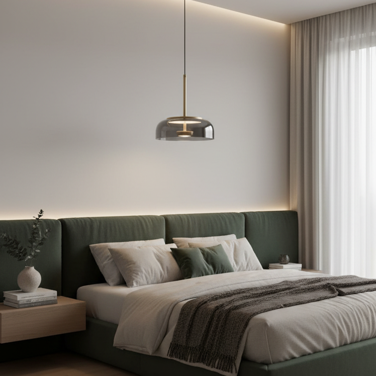 Modern pendant lamp in glass and forged aluminum-Luminosa