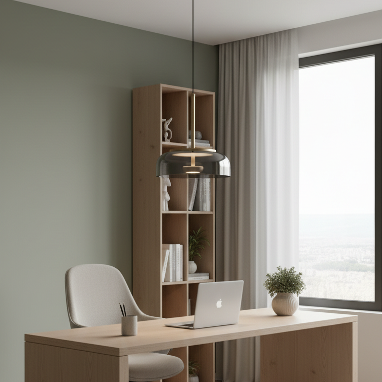 Modern pendant lamp in glass and forged aluminum-Luminosa