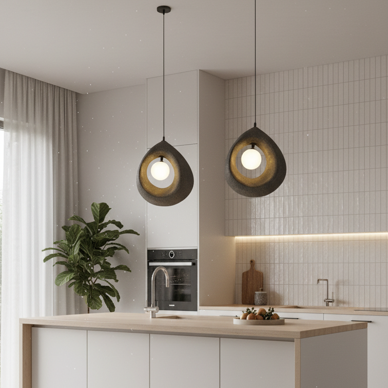 Soothing wabi-sabi style pebble shape pendant light-Pebble Glow