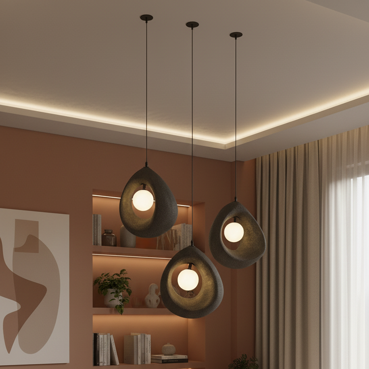 Soothing wabi-sabi style pebble shape pendant light-Pebble Glow