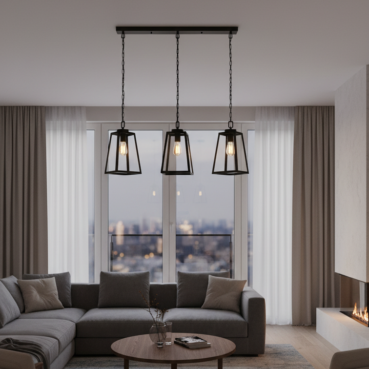 Wrought iron and black glass pendant light-Noircelest