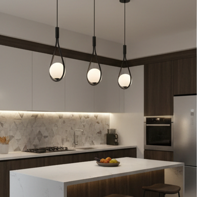 Black frosted glass pendant light for bedroom- Novaline