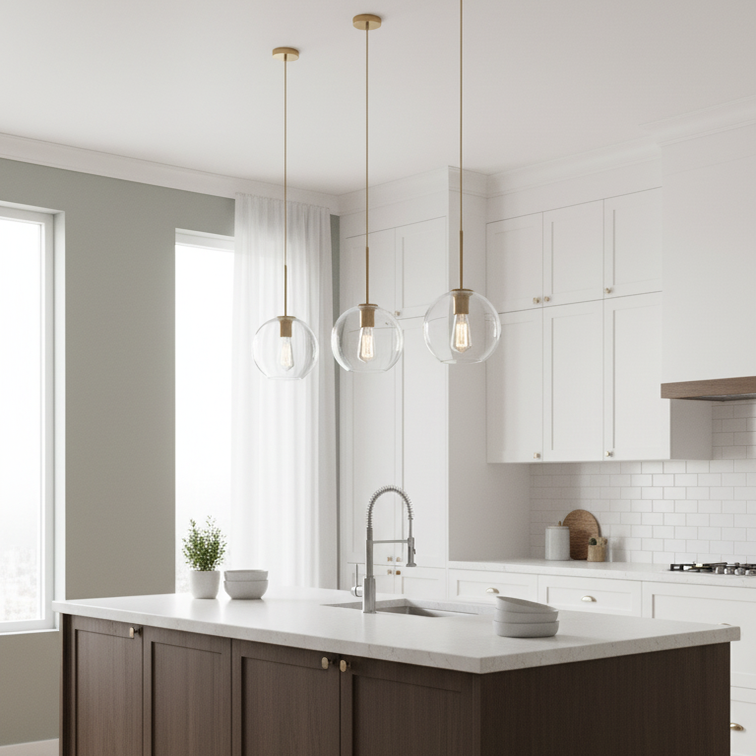 Smoked glass pendant light for dining room- Ombrelia