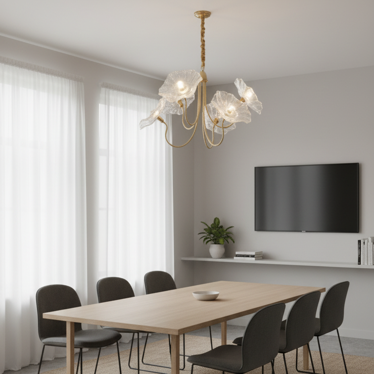Modern nordic chandelier in polished chrome for dining room- Navélice