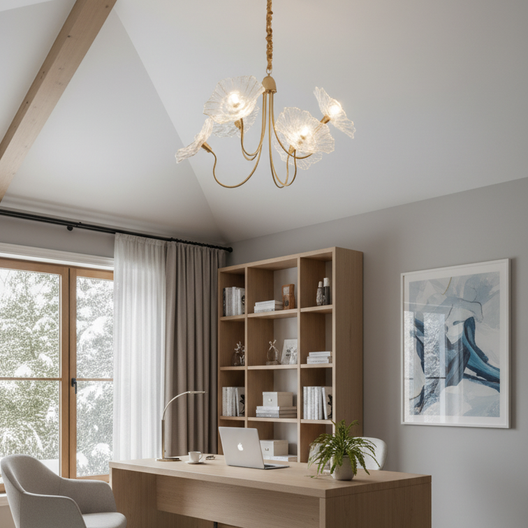 Modern nordic chandelier in polished chrome for dining room- Navélice
