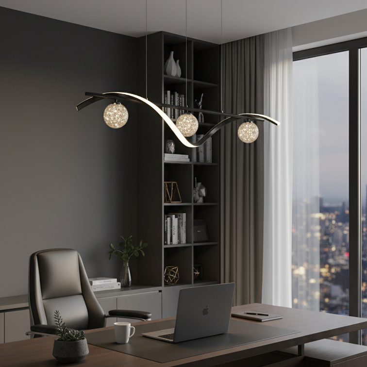 Minimalist chandelier in clear glass and modern iron- Vivalux