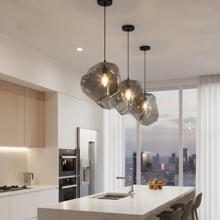 Colorful stone pendant light economical led lighting-Gem