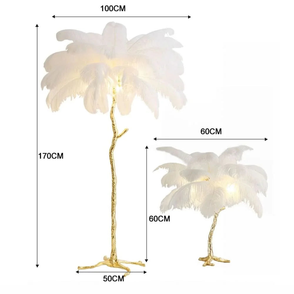 Feather Floor Lamp Glamorous Atmosphere Artisanal Elegance – Plumo