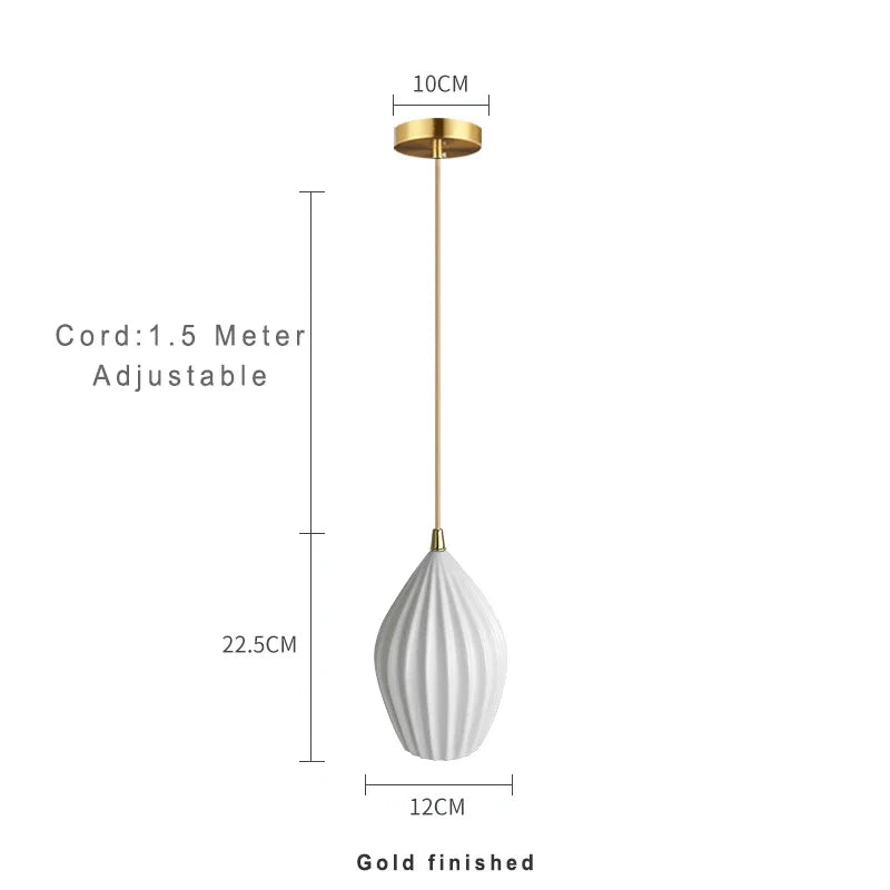 Estellion – Ribbed Ceramic Pendant Light for Dining Room