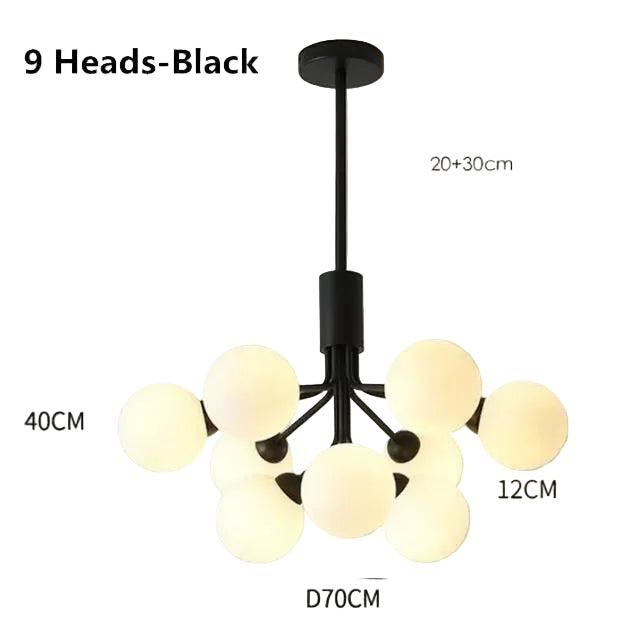 Modern iron chandelier with frosted glass for living room-Orielis