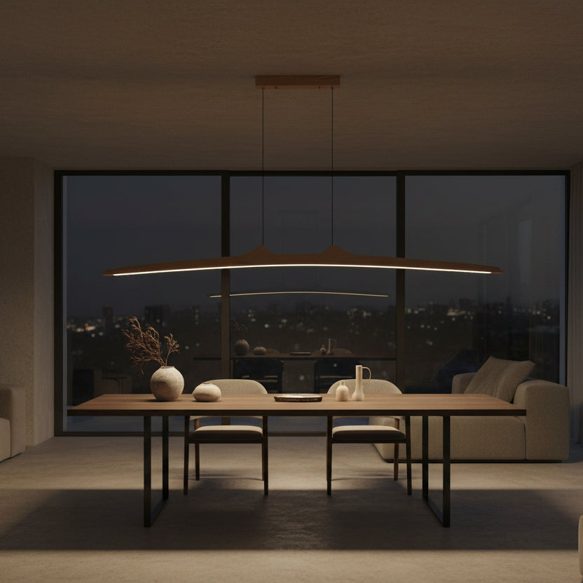 Minimalist walnut pendant light for dining room-Walnia