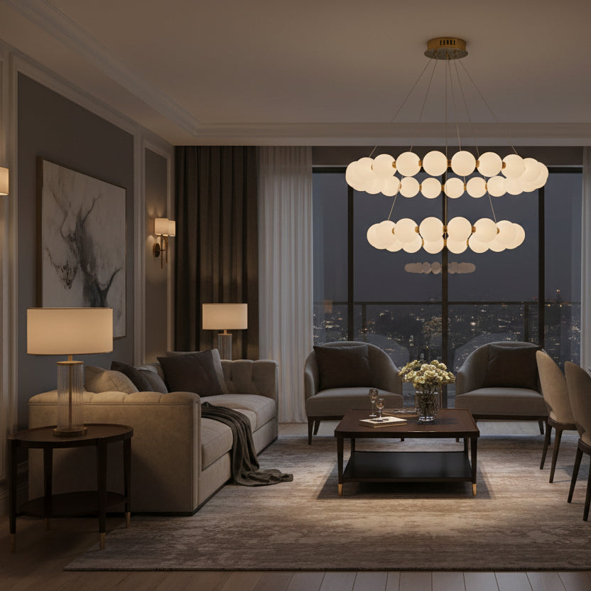 Designer suspended ceiling light with energy efficient led-Stratos