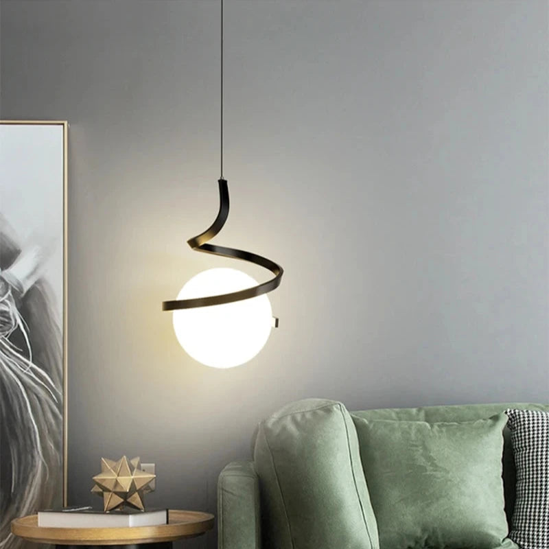 Elegant suspension ambiance deco glass and iron design-Orbia