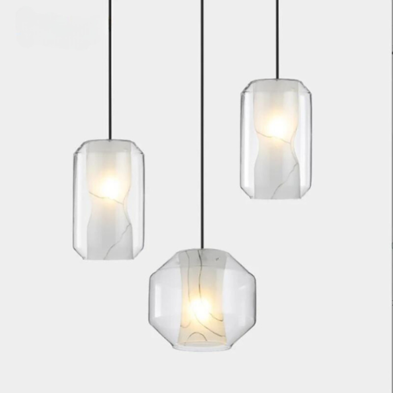 Nordic Verse Art – Scandinavian Pendant Light with Handmade Glass Lampshade