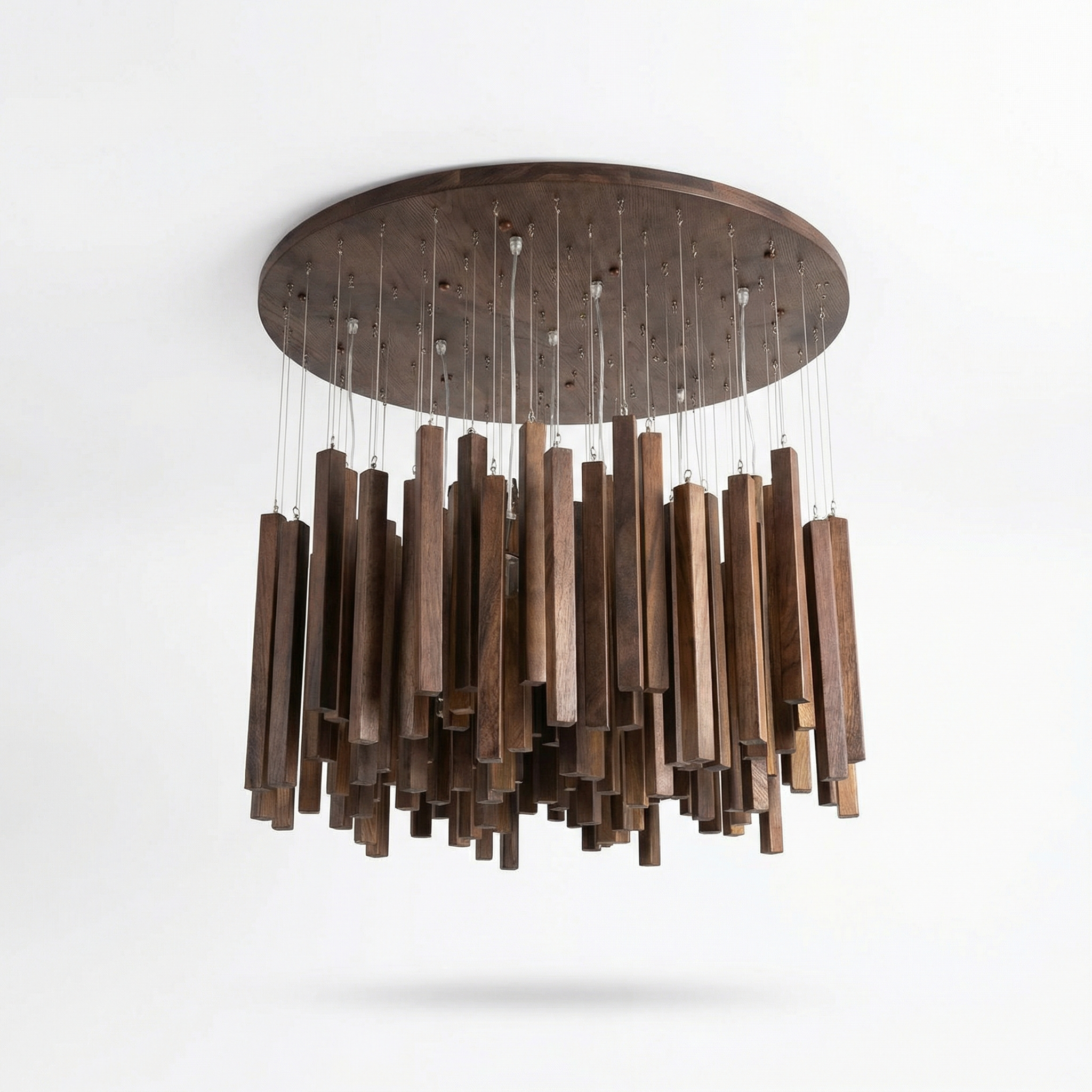 Zénithar – Pendant Light in Gilded Wood for Living Room