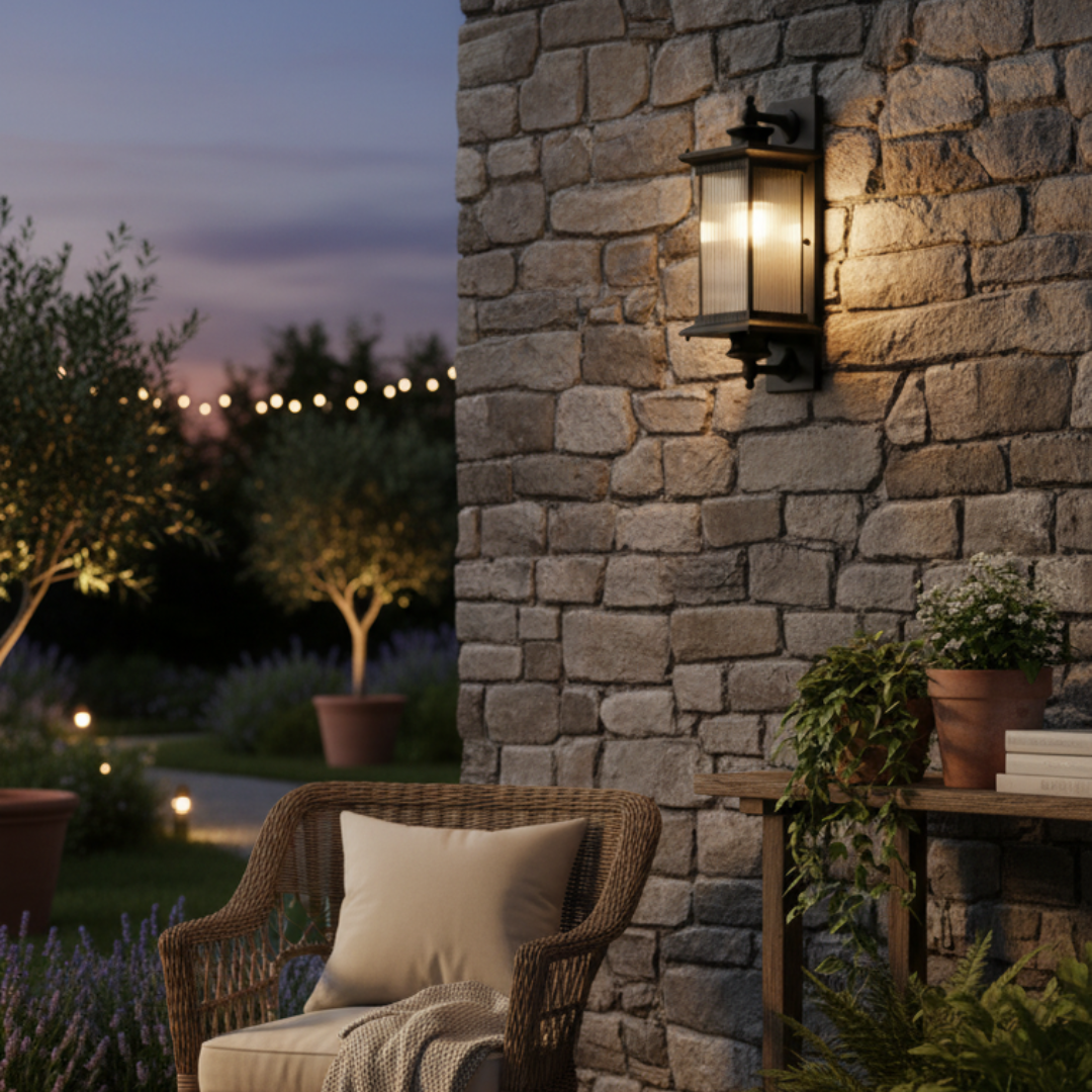 Retro Outdoor Wall Light in Black – Mirrored