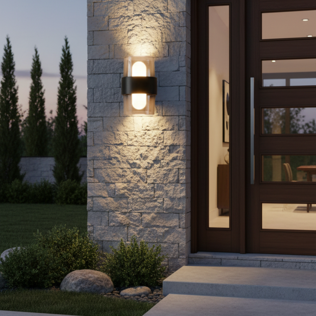 Black aluminum outdoor wall light – Myrthol