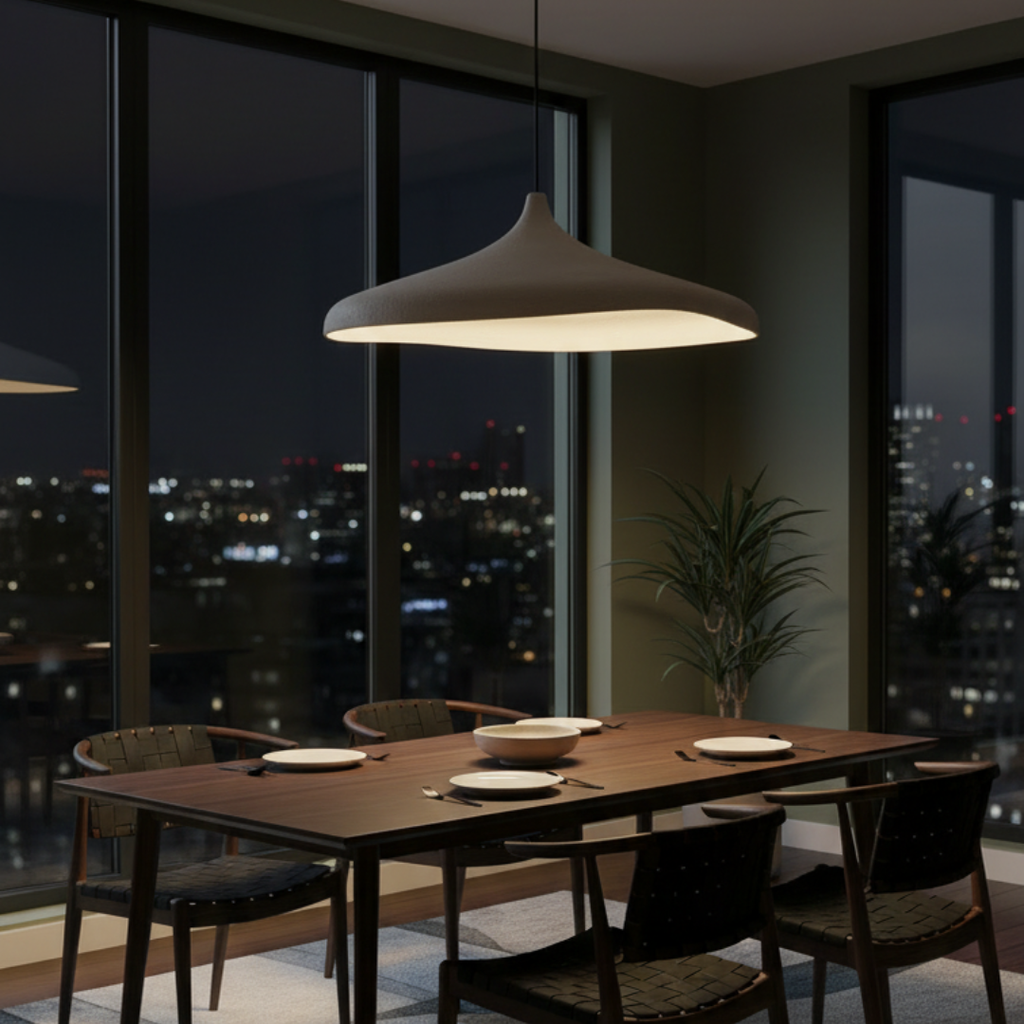 Wabi-Sabi style micro-cement pendant light for restaurants – Zelinea