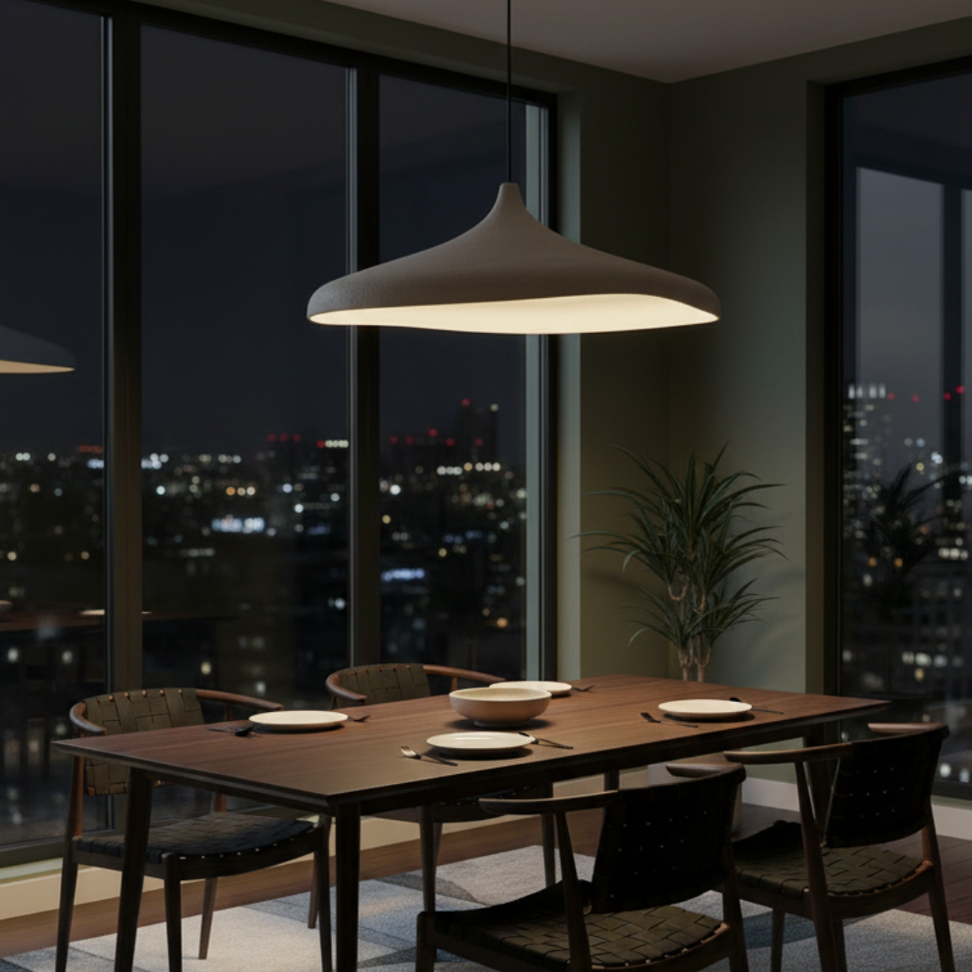 Wabi-Sabi style micro-cement pendant light for restaurants – Zelinea