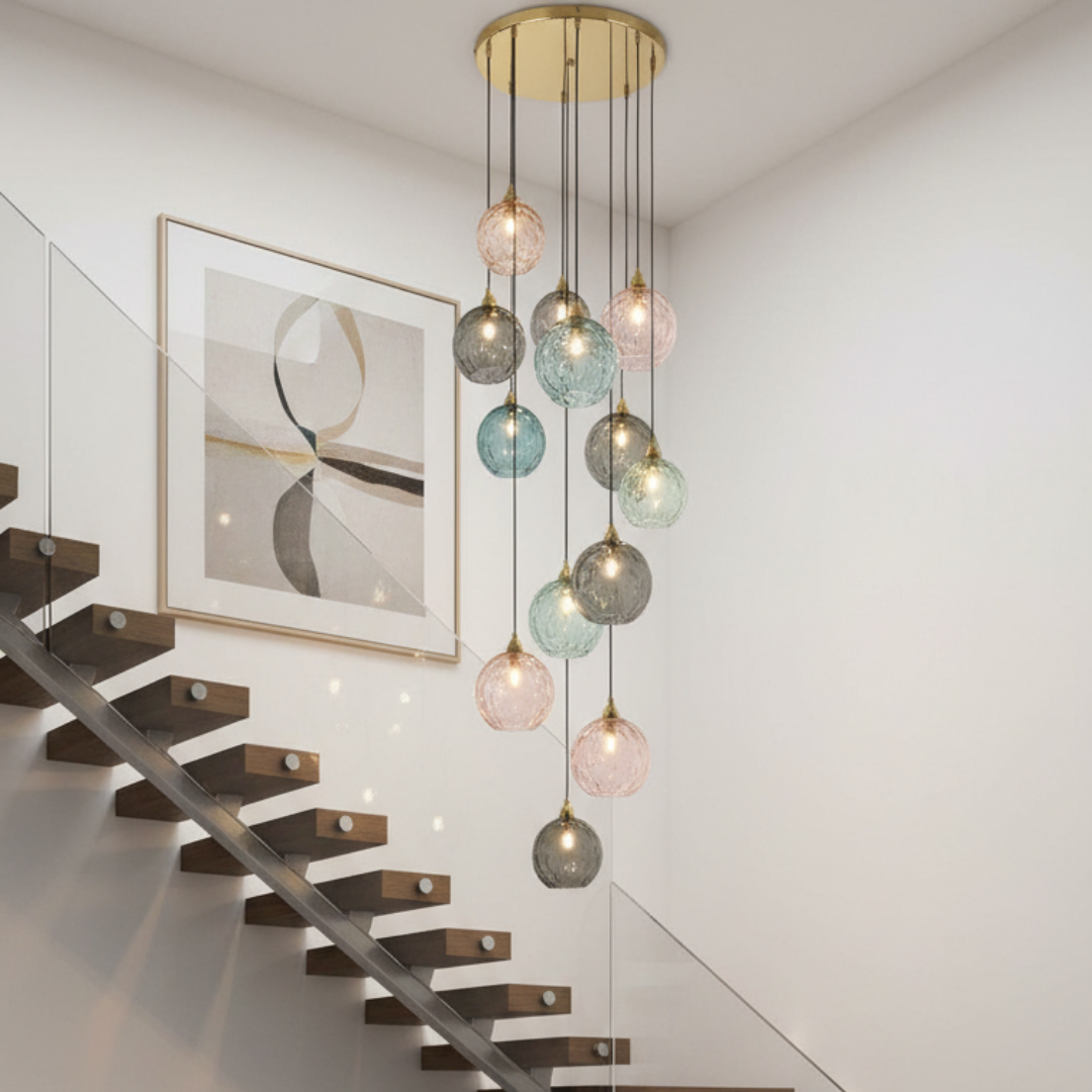 Colorful glass pendant lamp joyful and modern ambiance-Célestro