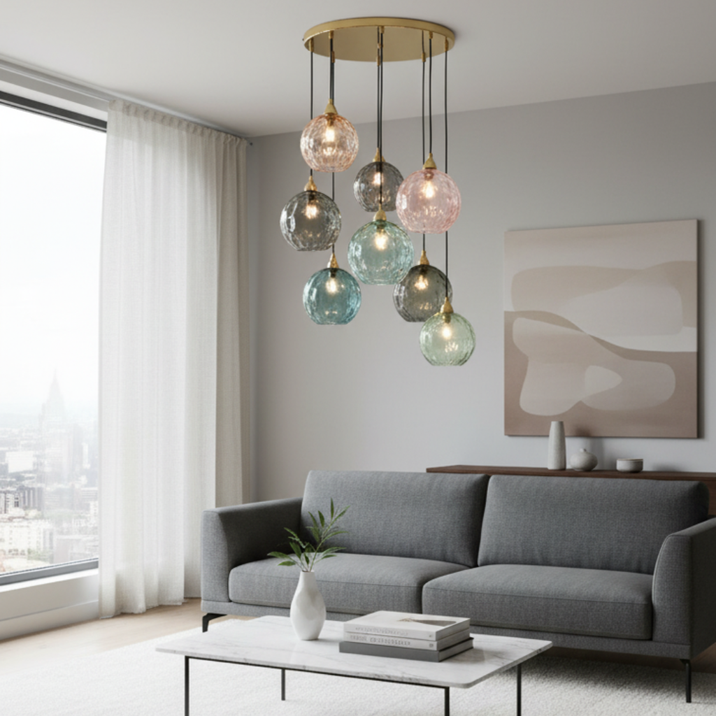 Colorful glass pendant lamp joyful and modern ambiance-Célestro
