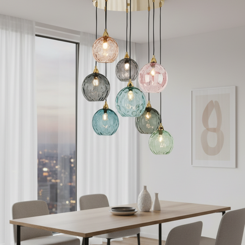 Colorful glass pendant lamp joyful and modern ambiance-Célestro